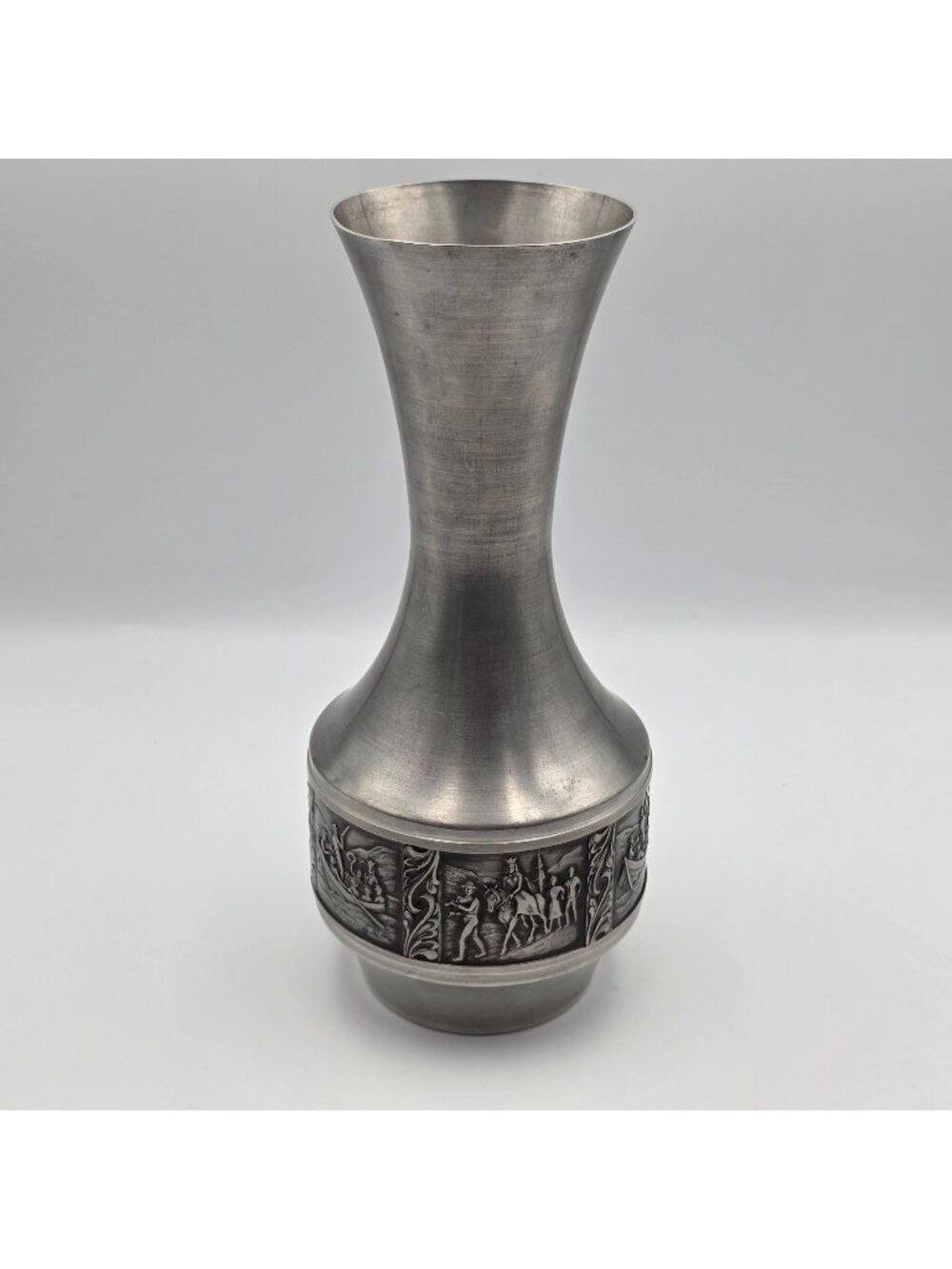 Vintage Astri Holthe Norsk Tinn Pewter Vase Norway Viking MCM 10.5"